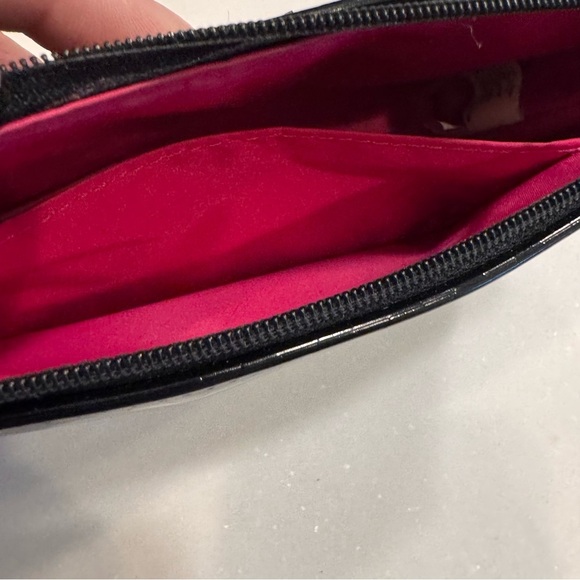 Kate Spade Black Patent cosmetic Pouch/bag NEW zip close, pink interior - Picture 9 of 13